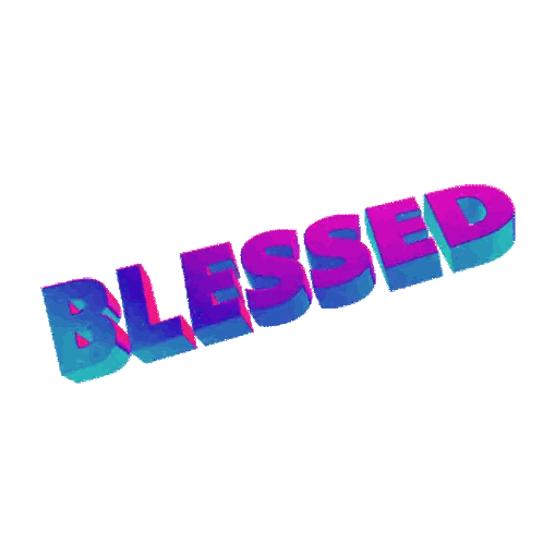 Purple And Blue Blessed Word Sticker