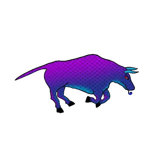 Purple And Blue Bull Cartoon Sticker