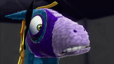Purple And Blue Cartoon Character With Green Eye GIF