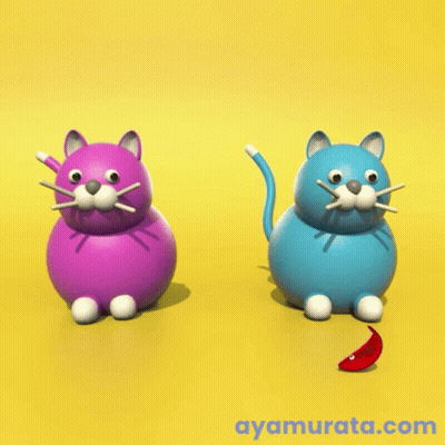 Purple And Blue Cat On Yellow Background GIF