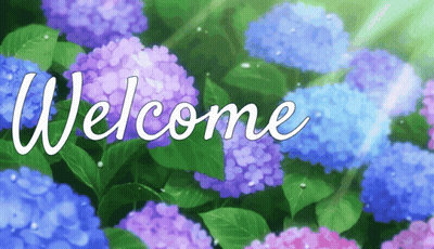 Purple And Blue Flowers Welcome GIF