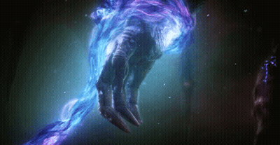 Purple And Blue Glowing Hand Floating GIF