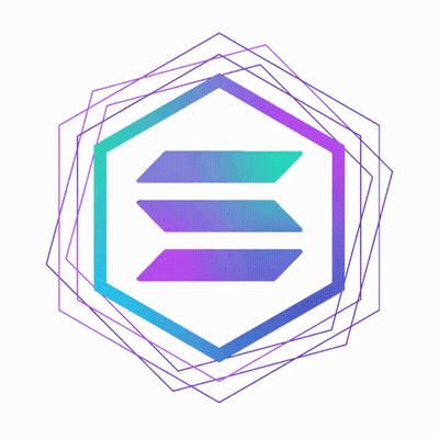 Purple And Blue Hexagon With Letter E GIF