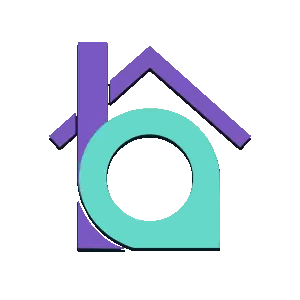 Purple And Blue House With Circle Sticker