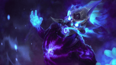 Purple And Blue Monster With Glowing Eyes GIF