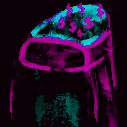 Purple And Blue Object With Dollar Signs GIF