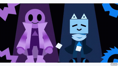 Purple And Blue Robot Standing Together GIF