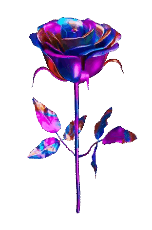 Purple And Blue Rose With Leaves Sticker