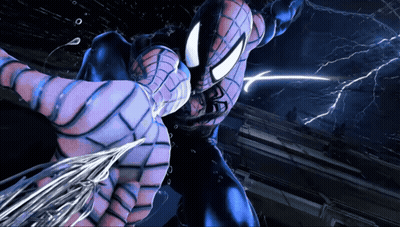 Purple And Blue Spider-Man With Lightning Strike GIF