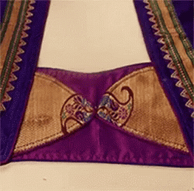 Purple And Gold Embroidered Blouse Close Up GIF