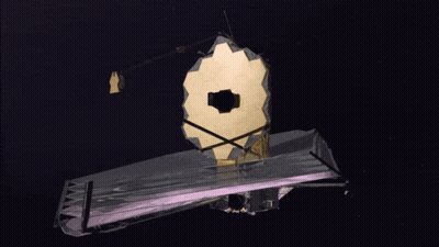 Purple And Gold Object With Hole In Space GIF
