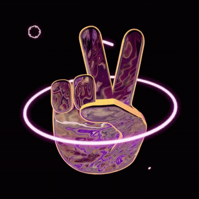 Purple And Gold Peace Sign With Check Mark GIF