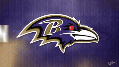 Purple And Gold Ravens Logo With Red Eye GIF