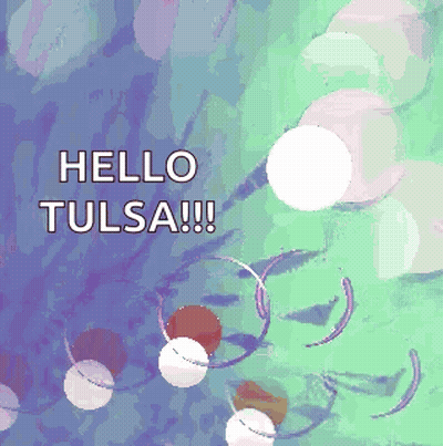 Purple And Green Background Saying Hello Tulsa GIF