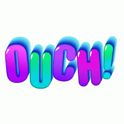 Purple And Green Calligraphy Of Ouch That Hurt GIF