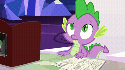 Purple And Green Dragon Sitting At Table GIF