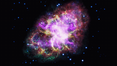 Purple And Green Nebula In Night Sky GIF