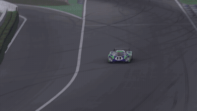 Purple And Green Race Car Number 3 GIF