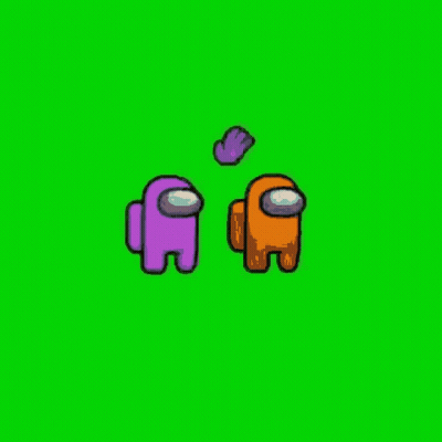 Purple And Orange Among Us Characters Standing GIF