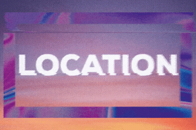 Purple And Pink Background With White Location Text GIF