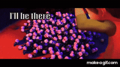 Purple And Pink Balls Saying I'll Be There GIF