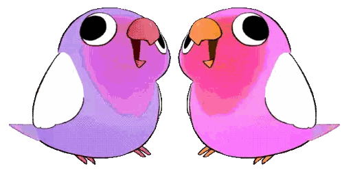 Purple And Pink Birds Standing Sticker