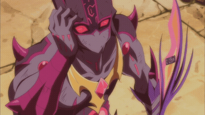 Purple And Pink Cartoon Character With Sword GIF