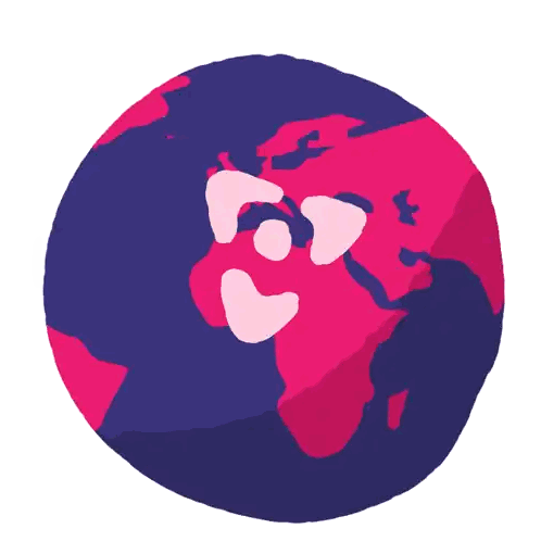 Purple And Pink Globe With Smiley Face Sticker