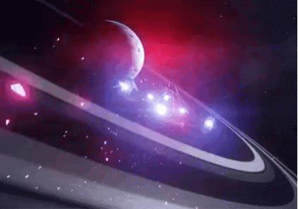Purple And Red Background With Planet And Rings GIF