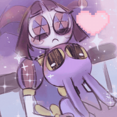Purple And White Cartoon Character With Heart GIF