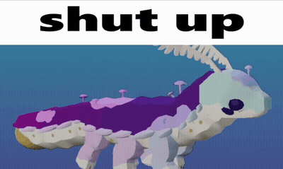 Purple and White Creature Saying Shut Up