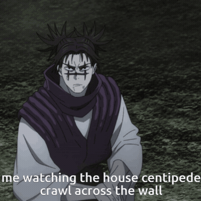 Purple And White Outfit Man Watching Centipede Crawl GIF
