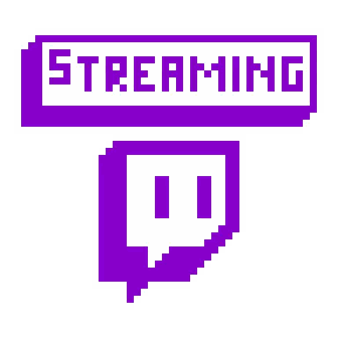 Purple And White Pixel Art Streaming Logo Sticker
