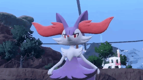 Purple And White Pokemon With Red Ears On Rocky Hill GIF