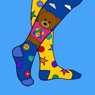 Purple And White Socks With Flowers And Polka Dots GIF