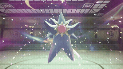 Purple And White Star With Red Center Surrounded By Confetti GIF