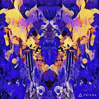 Purple And Yellow Abstract Painting With Prisma Logo GIF