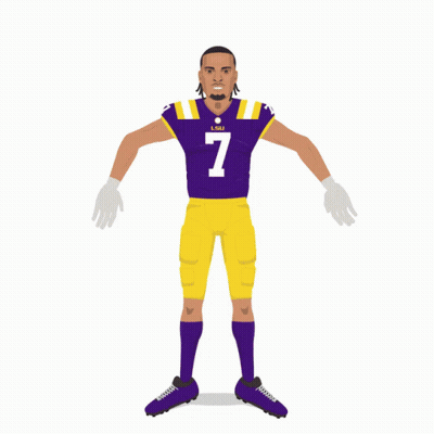Purple And Yellow Football Player Number 7 GIF