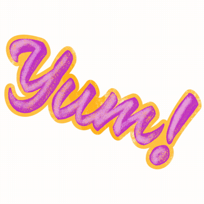Purple And Yellow Yum Sticker GIF