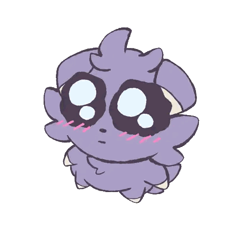 Purple Animal With Big Eyes And Pink Cheeks Sticker