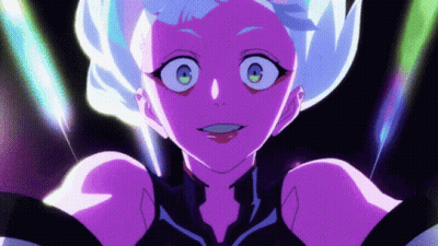 Purple Anime Character With White Hair Close Up GIF