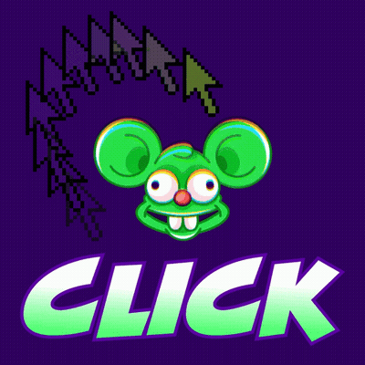 Purple Background Cartoon Mouse Saying Click GIF