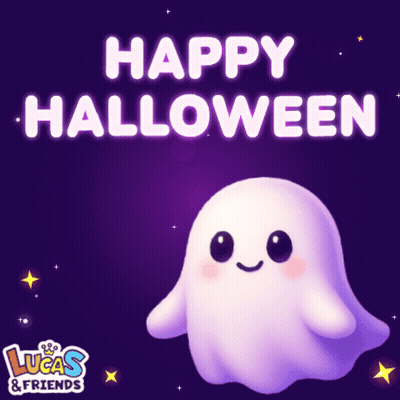 Purple Background Ghost Happy Halloween