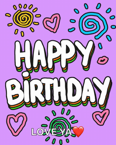 Purple Background Happy Birthday In White GIF