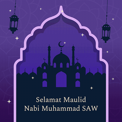 Purple Background Mosque Selamat Maulid Nabi Muhammad SAW GIF