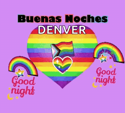 Purple Background Rainbow Heart Buenas Noches Denver GIF
