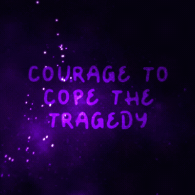 Purple Background Saying Courage To Cope The Tragedy GIF
