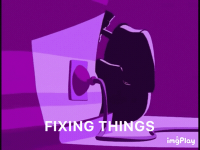 Purple Background Saying Fixing Things GIF