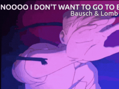 Purple Background Saying Noooo I Don't Want To Go To Bausch & Lomb GIF