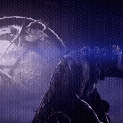 Purple Background Statue And Clock GIF